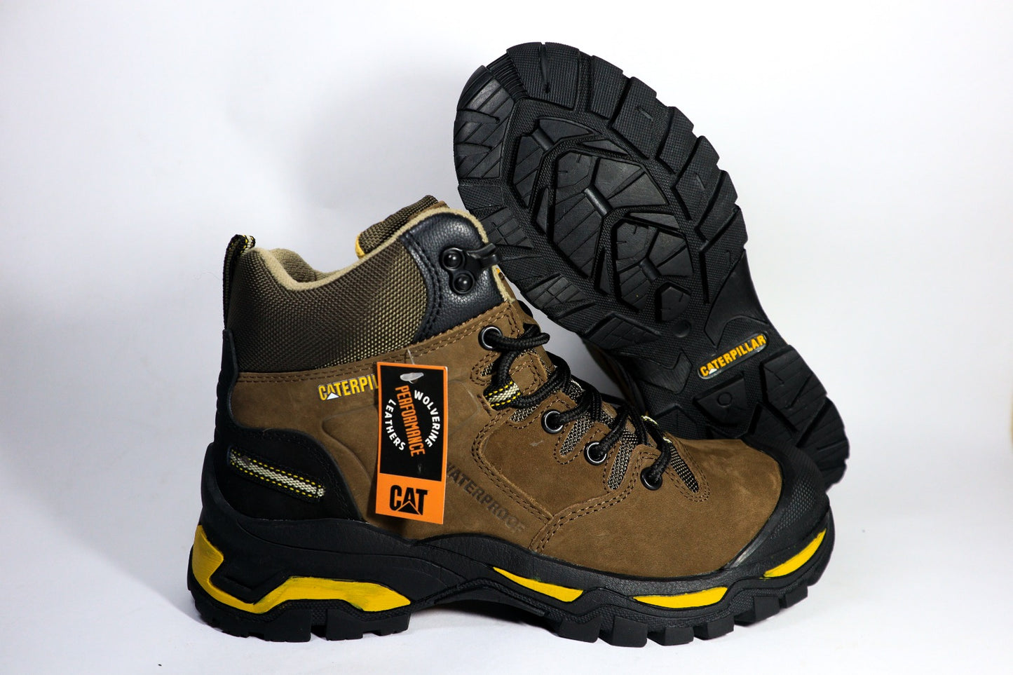 Caterpillar 1350 R boots with dielectric safety toe.