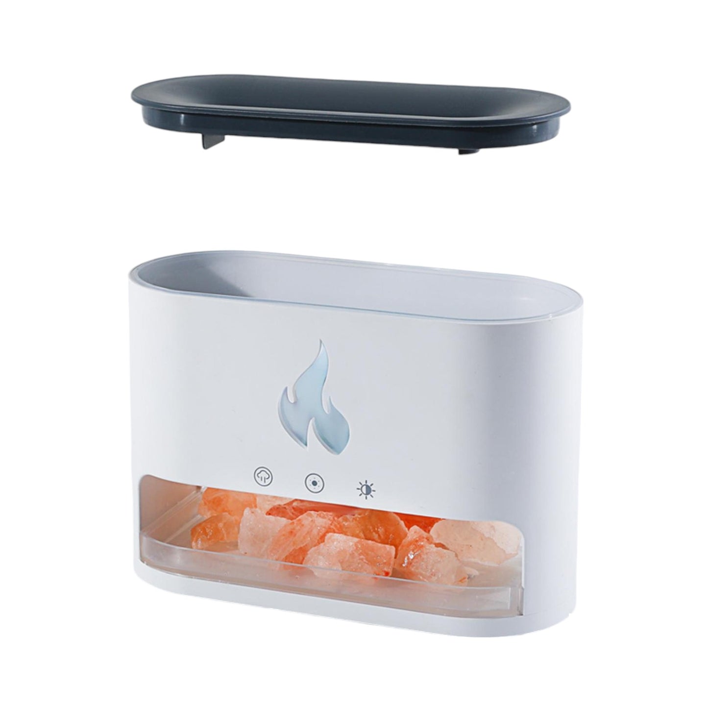 Humidificador difusor ambientador con piedras de sal y efecto llamas 250ml