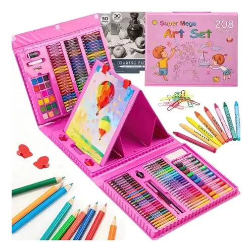 🎨🖍️🖼️SUPER MEGA SET DE ARTE 208 PIEZAS PORTATIL DIBUJO CREATIVO🎨🖍️🖼️