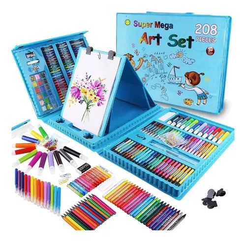 🎨🖍️🖼️SUPER MEGA SET DE ARTE 208 PIEZAS PORTATIL DIBUJO CREATIVO🎨🖍️🖼️